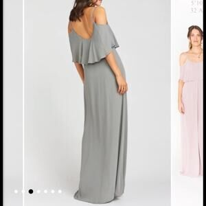 Show Me Your MuMu Caitlin Ruffle Maxi Dress L Bridesmaid Wedding